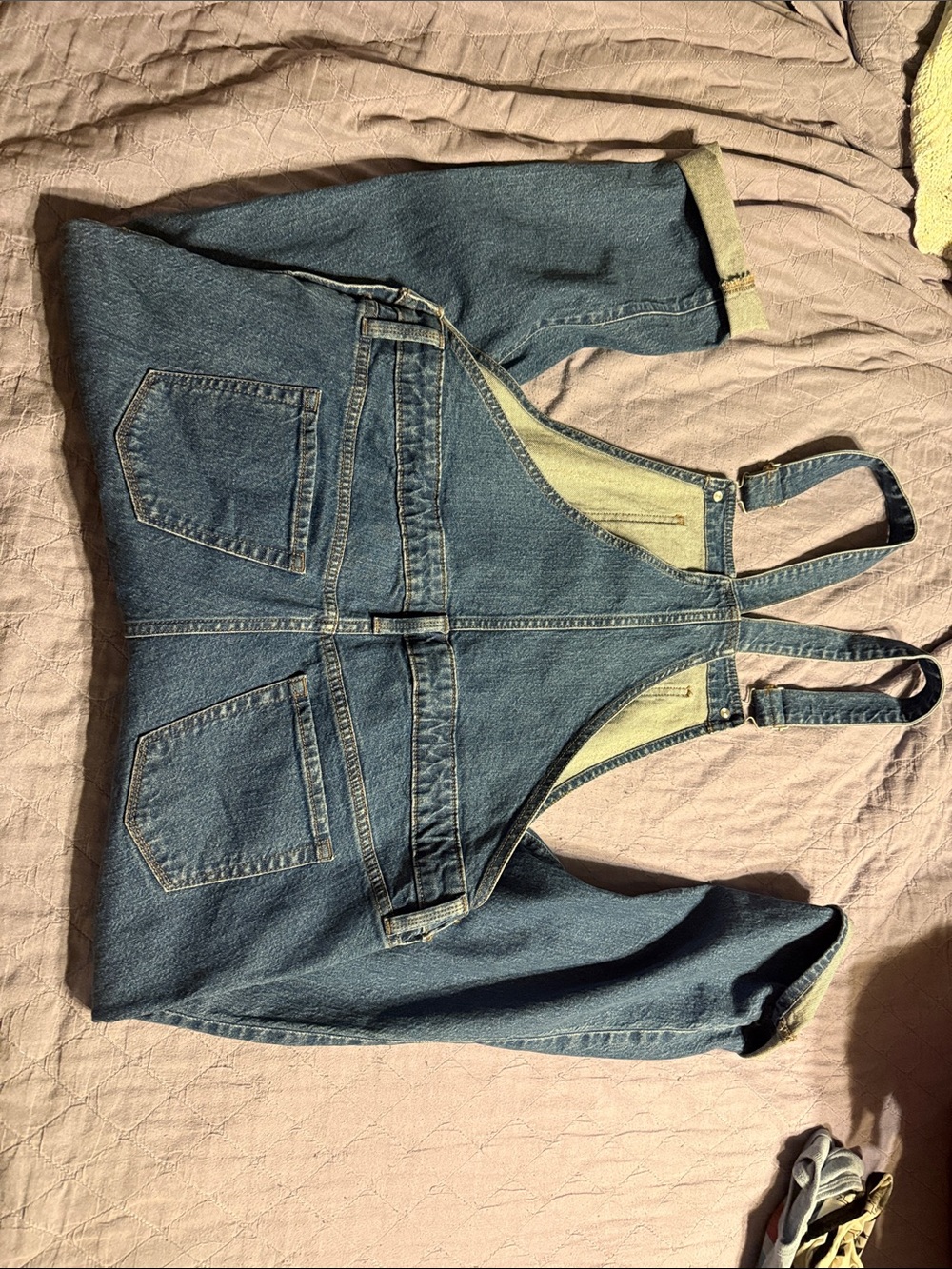 Isabel Maternity by Ingrid & Isabel Denim Short Overalls in Blue - Picture 2 of 3